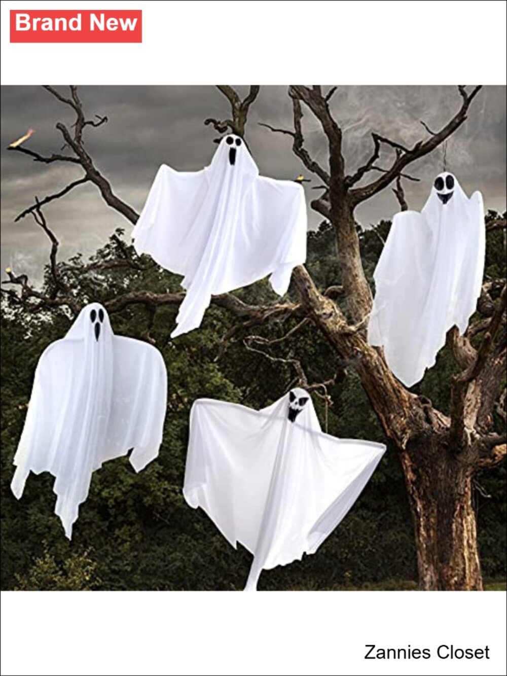 👻 4 Pcs 28" Hanging Ghosts Halloween Decorations Outdoor Polyester Foam